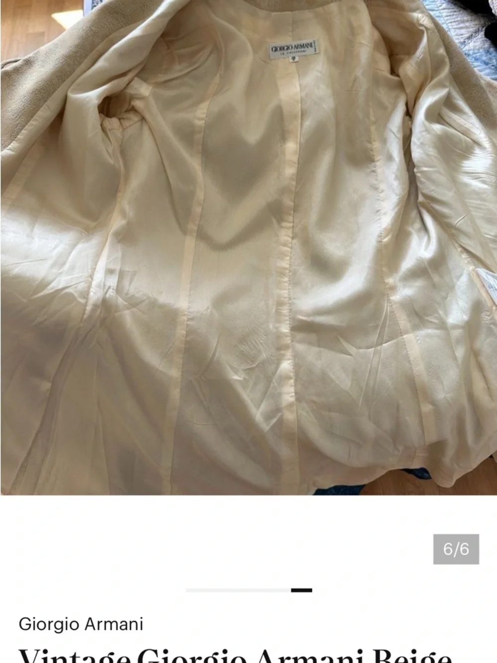 Vintage Giorgio Armani Beige Floral Brocade Skirted Blazer Women's Size 4